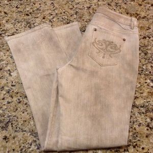 🎆Chico's Platinum Denim jeans NWOT Gold/Sandstone